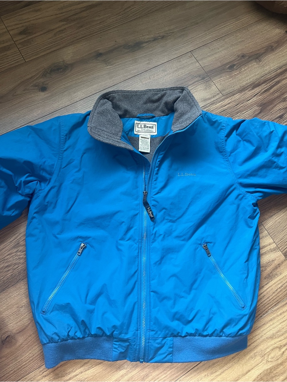 L.L. Bean Warm-Up Jacket Blue Fleece Lined Bomber Coat Men's Medium M Reg